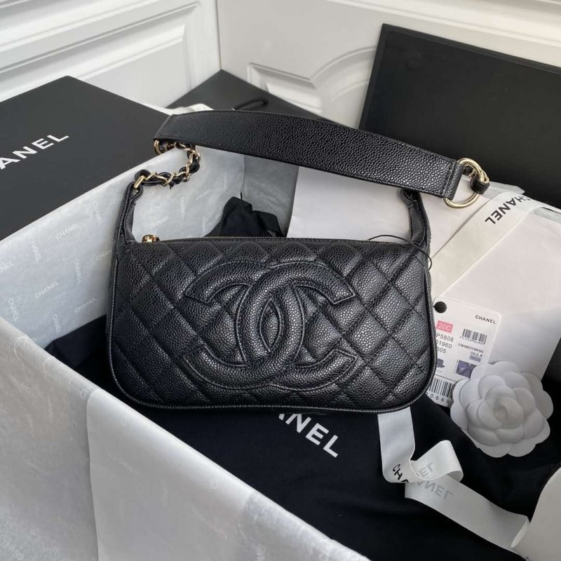 --Chanel最新爆款中古腋下包香奈儿珍妮同款经典黑包包